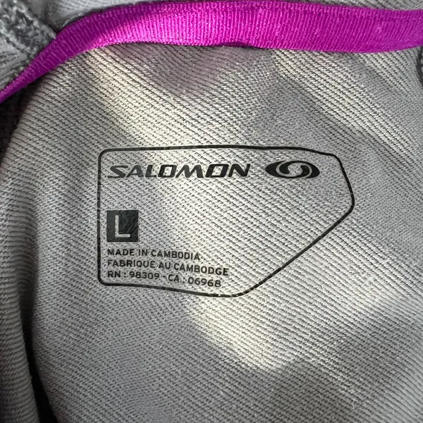 Salomon Hoodie Jacket Women Large Gray Ruched Full Zip Hiking Running Athleisure - Image 13