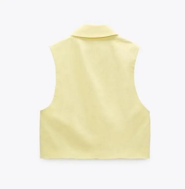 ZARA Blogger Favorite CROPPED WAISTCOAT WITH COVERED BUTTONS VEST YELLOW - Image 8