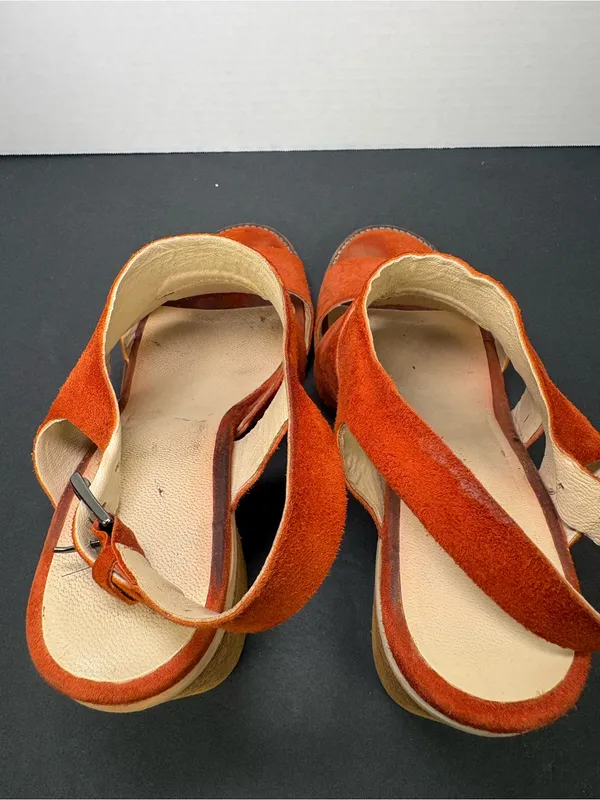 Clarks Orange Suede Slingback Block Heel Sandals - Image 3