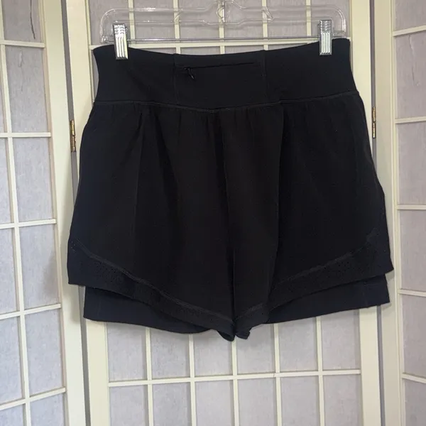 Spanx Black Athletic Running Gym Flowy‎ Short w/ Slimming Bike Shorts Size Large - Image 2