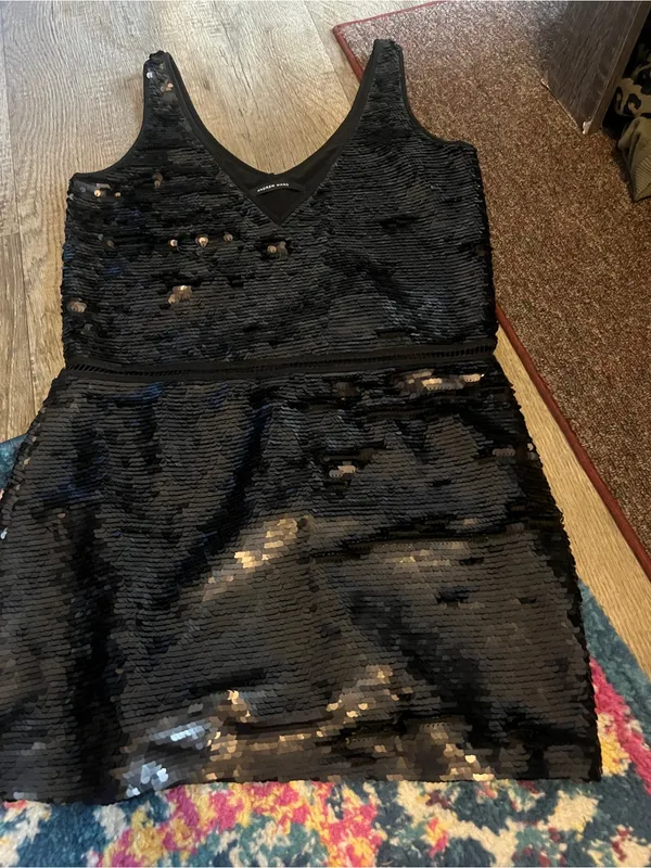Andrew Marc black full sequin mini dress s/m - Image 2