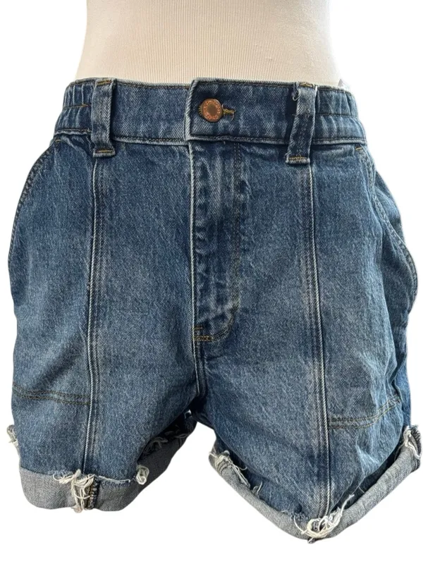 Wrangler High Rise Denim Carpenter Shorts Distressed Cuffed - Image 2