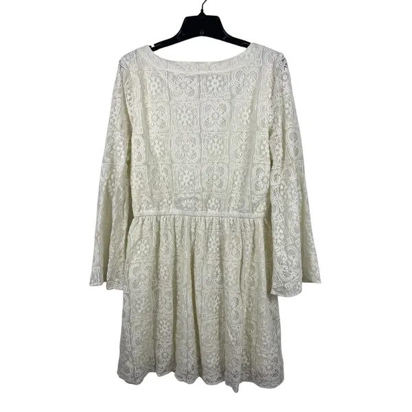 American Eagle Ivory Lace Dress L Lace Up Cottagecore Festival Mini - Image 4