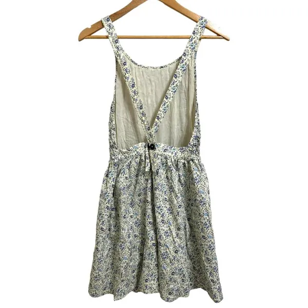 Free People Petunia Apron-Style‎ Floral Mini Dress Blue Cream XS - Image 9