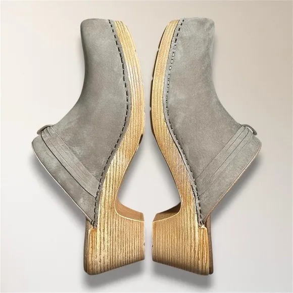 Dansko Miriam Taupe Milled Nubuck Wooden‎ Clogs 42 Slip On Comfort Nurse Shoes - Image 5