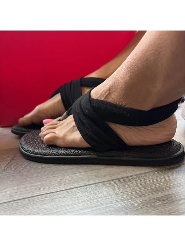 SANUK Womens Black Yoga Matt Sling Sandals 10 Comfy Soft - Image 2