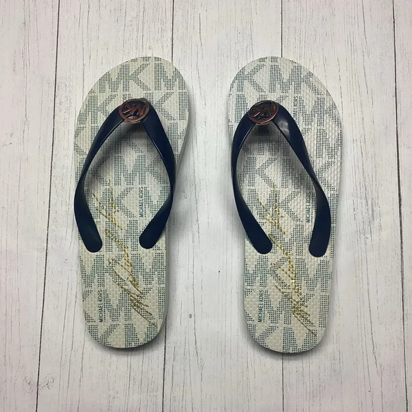 Michael Kors Navy And White Flip Flops Sandals Size 8 - Image 2