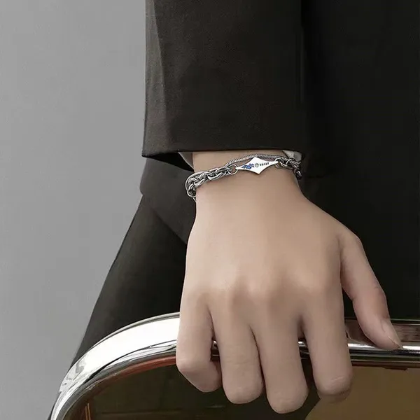 Double Layer Titanium Steel Link Chain Bracelet for Men Women,Punk Hip Hop - Image 4