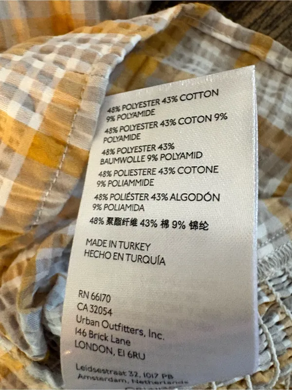 Maeve Anthropologie Plaid Square Neck Blouse Small Mustard NWT Puff Sleeve - Image 11