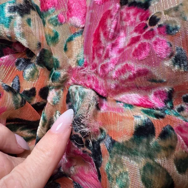 HEMANT‎ & NANDITA One Shoulder Floral Metallic Ruffle Mini Dress XL FLAWED - Image 14