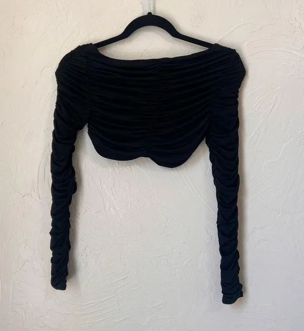 NWT House of CB Yili long sleeve black crop top size XS - Image 6