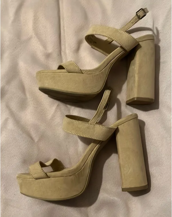 Nude Lulus Ankle Suede Strap Heels 4.5” - Image 5