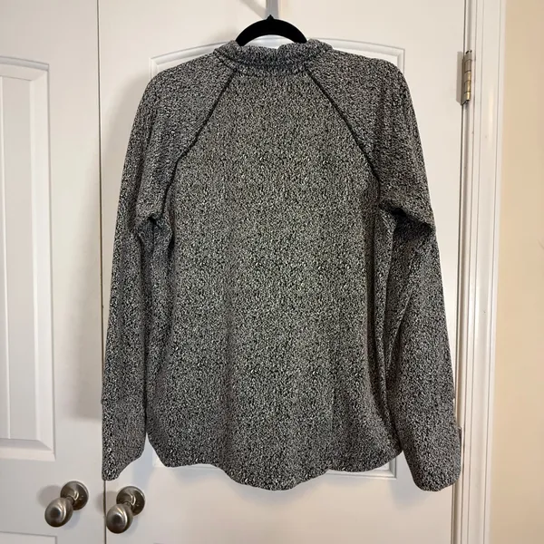 Avia Womens Quarter Zip Pullover Space Dye Marled Active Top Black White XL - Image 3