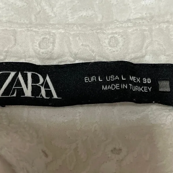 Zara White Embroidered Eyelet Floral Ruffle High Rise Tiered Mini Skort Skirt L - Image 5