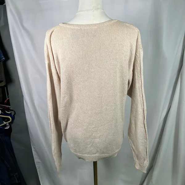 Cottage Essentials Embroidered Floral‎ Sweater Beige Ramie Cotton M Vintage - Image 14