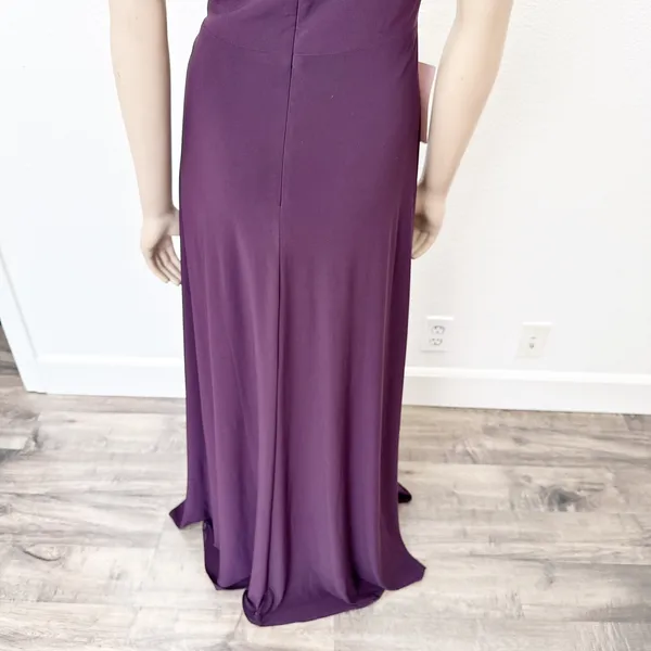 [BHLDN] Brixen Purple Plum One Shoulder Side Slit Knotted Formal Dress NWT Sz 12 - Image 7