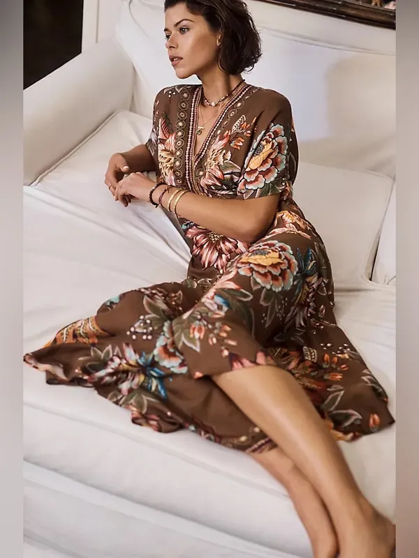 Farm Rio for Anthro Valentina Maxi Floral Dress M - Image 3