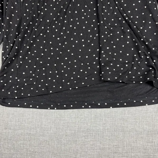 Garnet Hill Blouse Womens XS Black Off Shoulder 3/4 Sleeve Polka Dot Jersey Top - Image 3