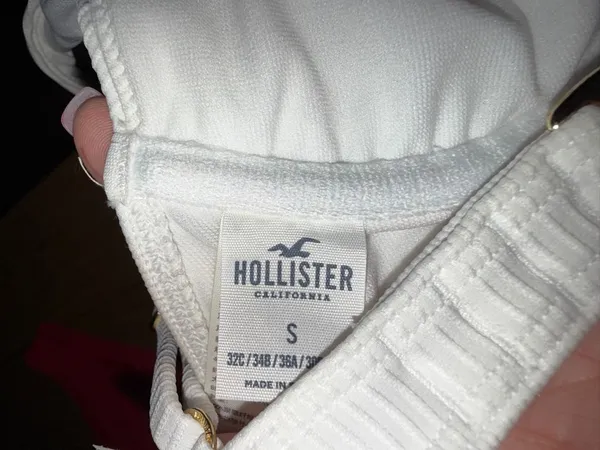 Hollister White Ribbed Bikini - Image 5