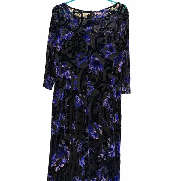 Tahari Arthur S. Levine Floral Velvet Burnout Dress - Size 10 - Image 14