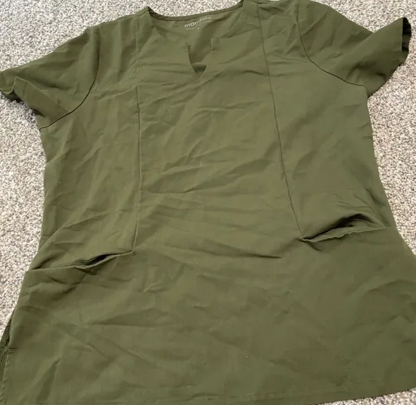 Mandala Scrubs Women's 5-Pocket Notch Neck Scrub Top Olive Green - Image 2