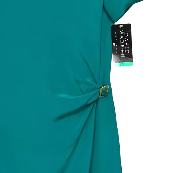 NWT Vintage David Warren New York 100% Silk Emerald Green Dress Size 10 Midi‎ - Image 4