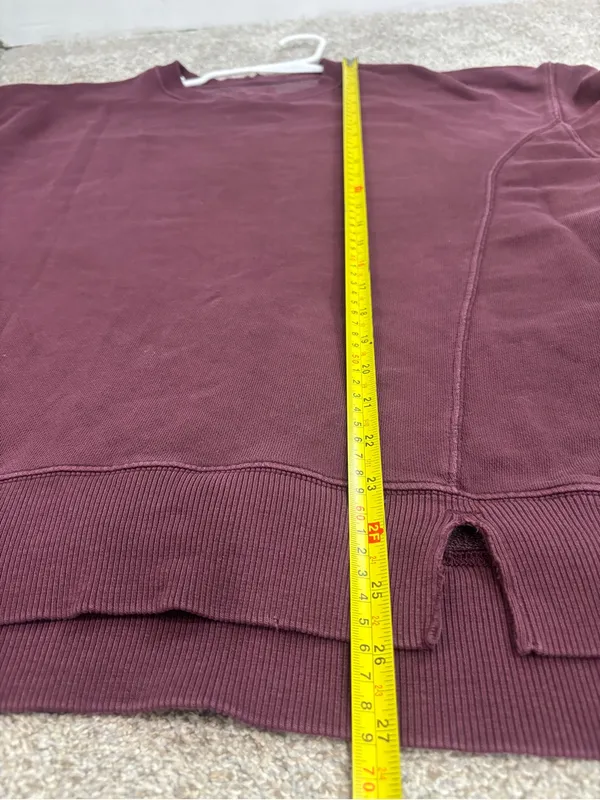 aerie Washed Burgundy Crewneck Sweatshirt oversized small boho Crewneck - Image 2