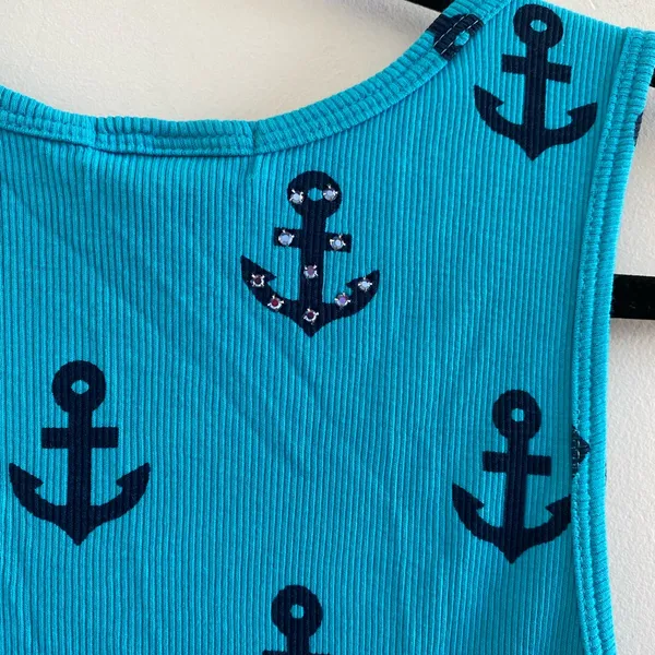 Primp Y2K Blue Rhinestone Anchor Tank Top Size Medium - Image 9