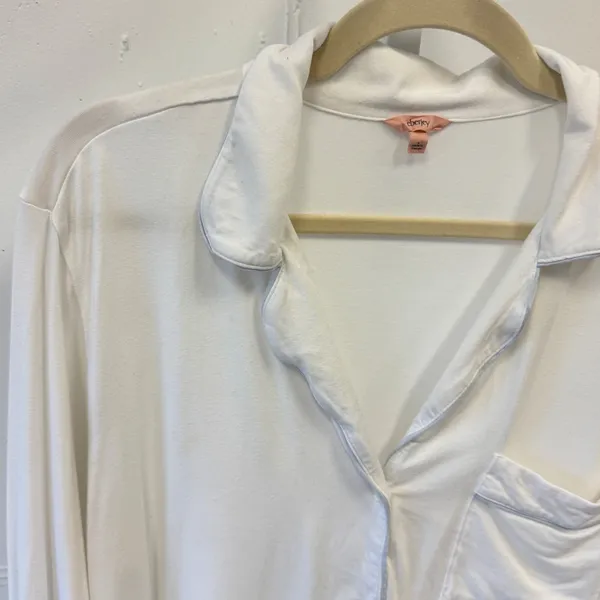 Eberjey Gisele Pajama Top White Modal Long Sleeve Button Down Sleep Shirt S - Image 5