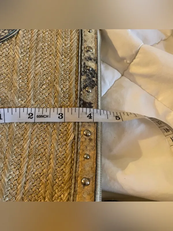 Woven Straw Clutch with Snakeskin Trim AS IS - Image 4