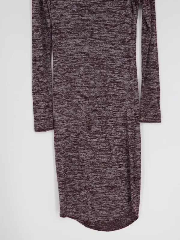 Wilfred Free Aritzia Dress Medoum Burgundy Marled Long Sleeve Scoop Neck Stretch - Image 5