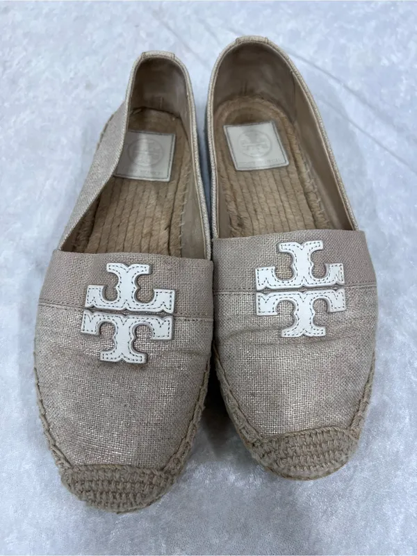 Tory Burch Beige Espadrille Flats w/Signature Logo 7.5 - Image 3