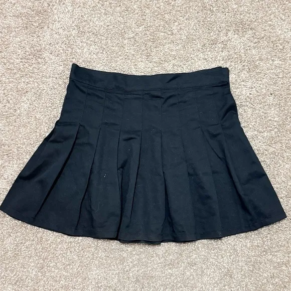 Mamba Jeans Black Pleated Mini Skirt Size L Juniors Zipper Repair Needed - Image 3