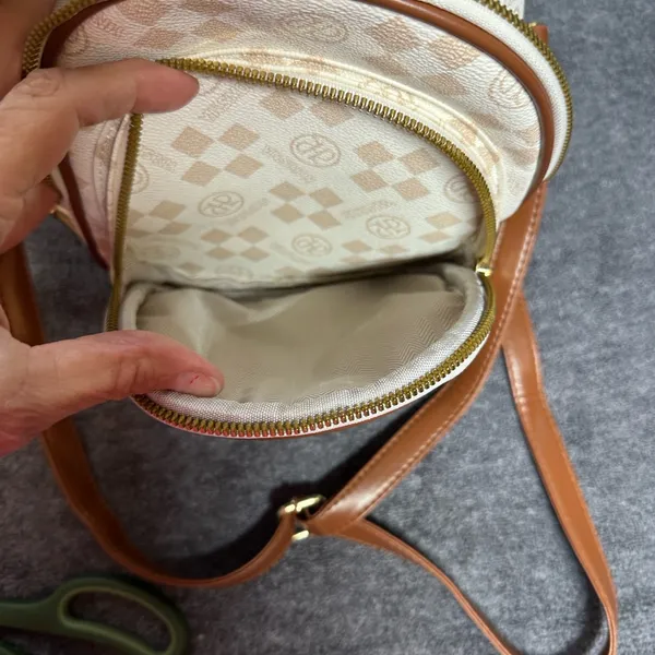 Elegant Tan and Cream Backpack Brown - Image 7
