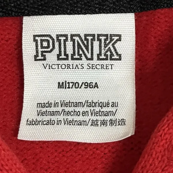 PINK‎ Victoria's Secret Crop Knit Hoodie Red Sweater Pullover Top Size Medium - Image 4