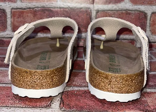 Pre-Owned Birkenstock Gizeh Canvas Vegan Thong Sandal Eggshell Beige Size 6 - Image 5