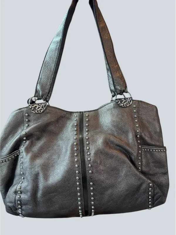 Brighton Andie Pretty Tough Metallic Pewter Leather Bag - Image 3