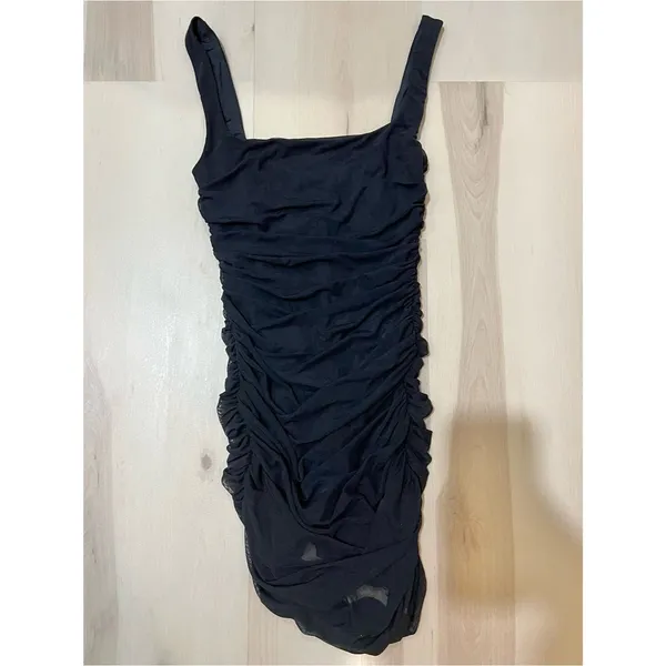 Naked Wardrobe New Women Small Black The Meshed Up Bodysuit Mini Dress Baddie - Image 4