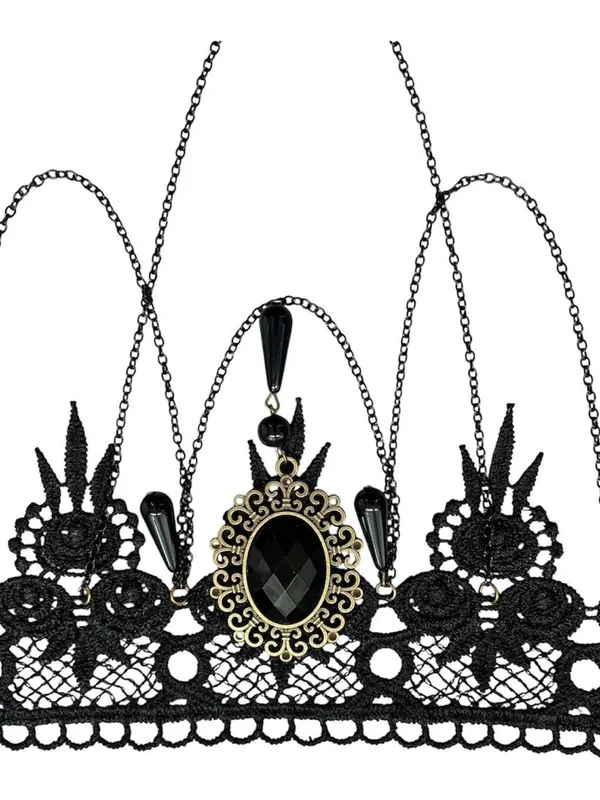 Victorian/Gothic Lace Choker Necklace Black - Image 3