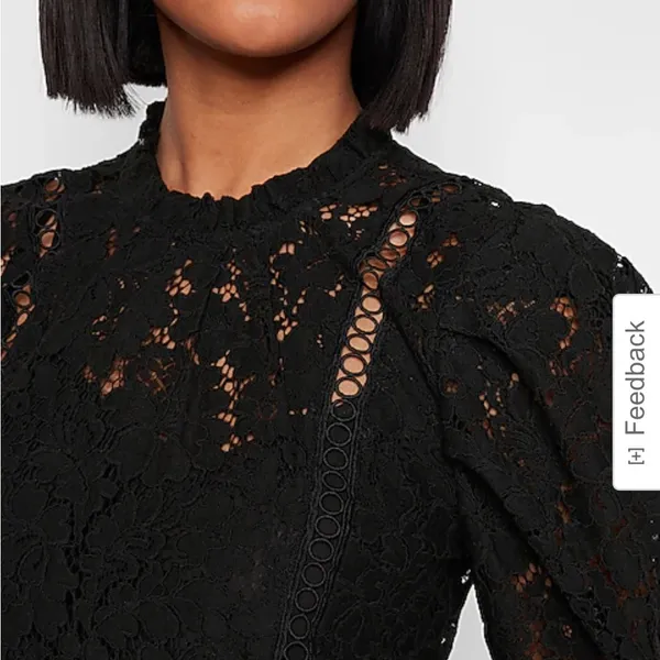 Express Women’s Black Medium‎ Whimsygoth Dark Romance Lace Puff Sleeve Top - Image 2