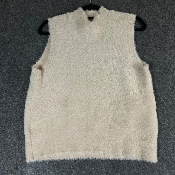 Bailey 44 Womens Eyelash Knit Mock Neck Sleeveless Sweater Vest Tan Beige Large - Image 2