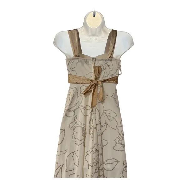 Speechless‎ Cocktail Dress Women 12 Cream Gold Excellent Glitter Floral Y2K Hem - Image 5