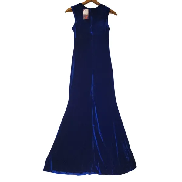 NWT Sapphire Blue Velvet & Black Lace Maxi Dress Whimsigoth‎ Gothic Witchy - M - Image 3