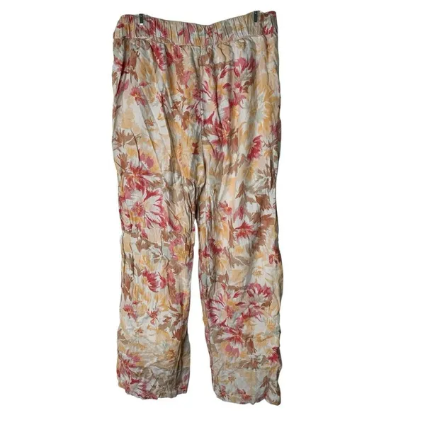 Abercrombie and Fitch Linen-Blend Pull-On Wide Leg Pant women's medium - Image 3