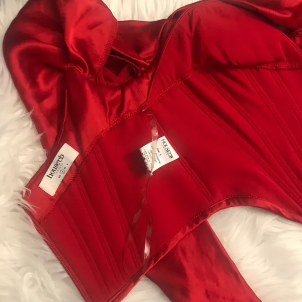 House Of CB Gala Red Satin Corset Top - Image 6
