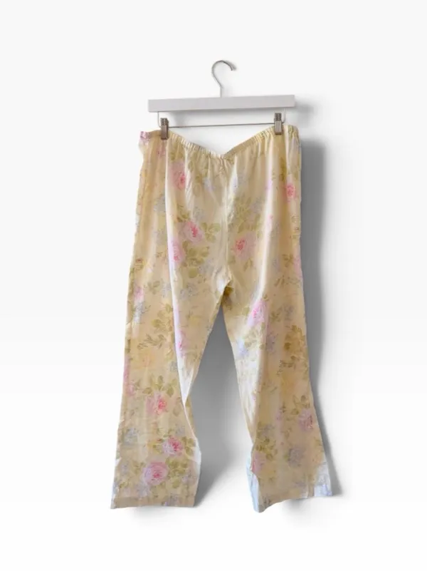 Lauren Ralph Lauren Blue Yellow Pink Floral Embroidered pajama set SZ M #2670 - Image 6