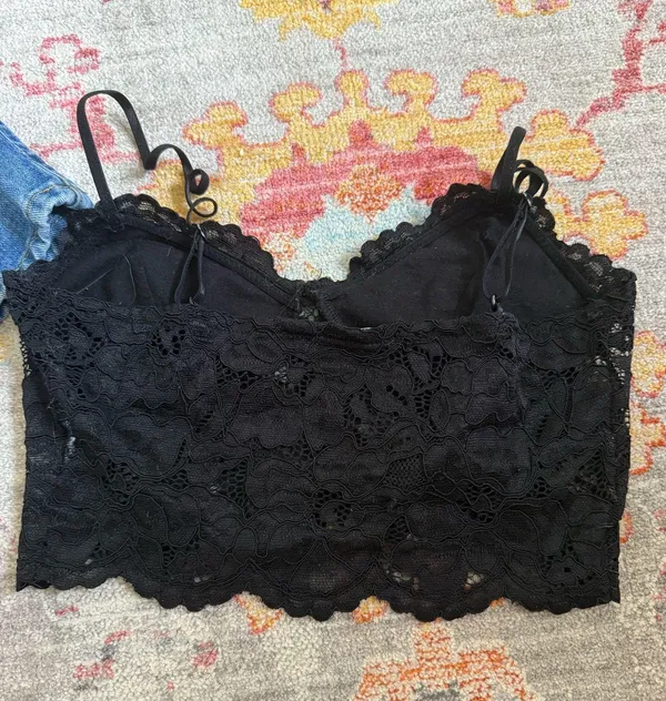 Zara Black Lace Going Out Top Spaghetti Strap - Image 2