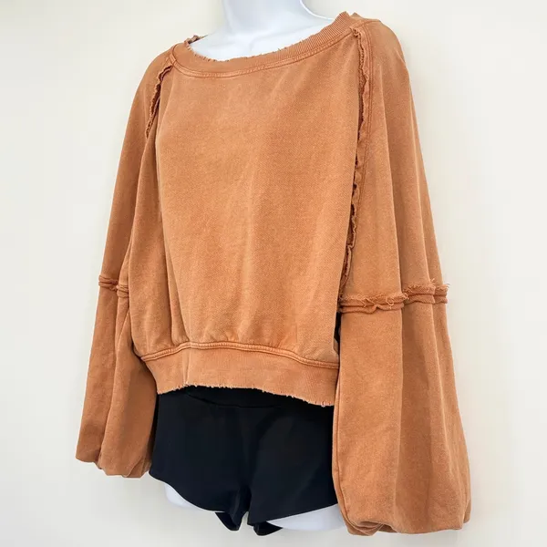 Free People Sweet Deets Womens XS Cinnabae‎ Pullover Sweatshirt Oversized - Image 3