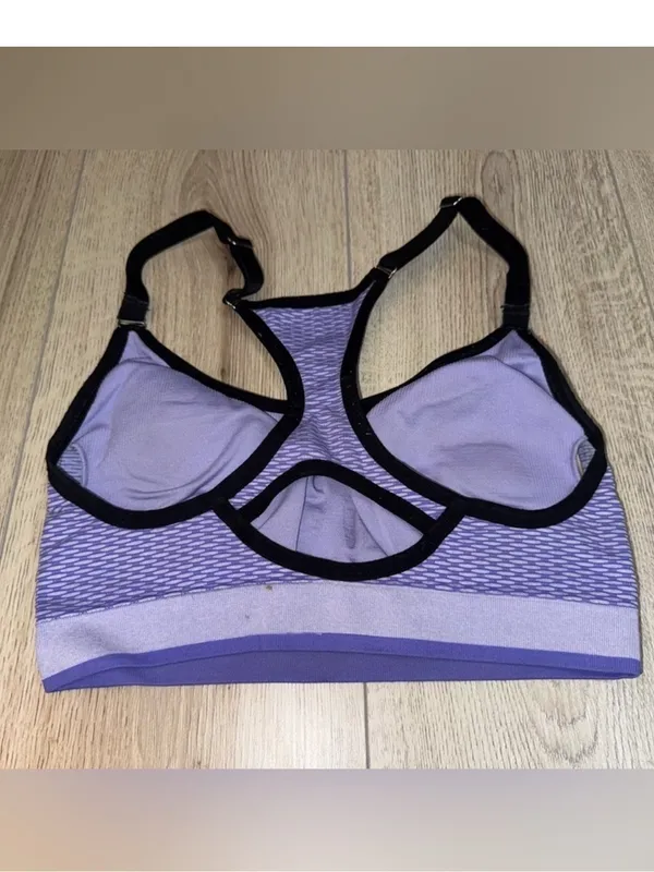 Victoria's Secret purple and Black Racerback Sports Bra - Image 2
