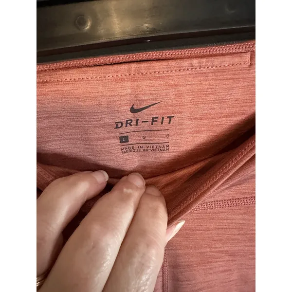 Nike Dri Fit‎ Cropped Leggings Coral Pink Heathered Athletic Workout Size L - Image 4